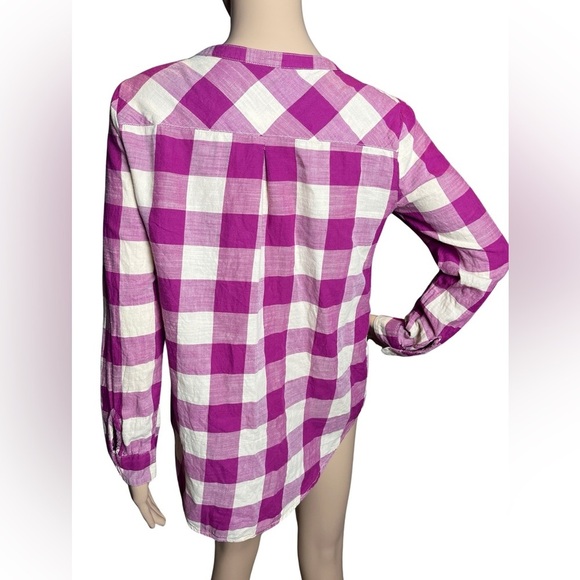Lucky Brand Women's Plaid Flannel Long Sleeve Button Up Pink Blouse Sz Small - Picture 7 of 8